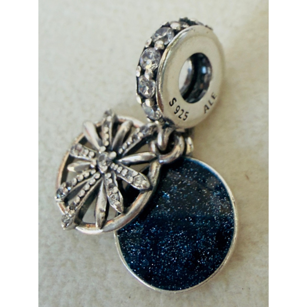 Authentic Pandora DAZZLING WISHES Blue Enamel/Clear CZ Dangle Charm #797531CZ - Picture 4 of 6